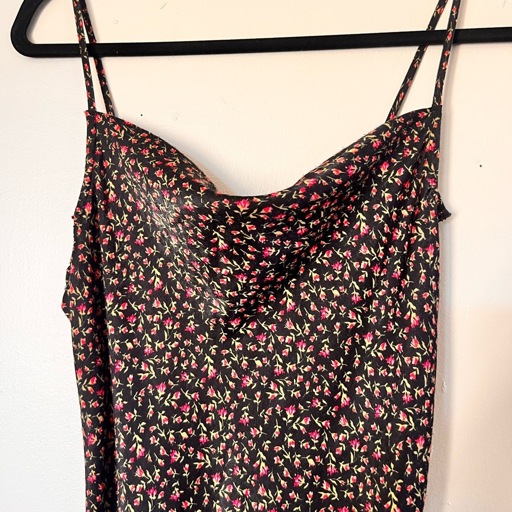 Floral Black Spaghetti Strap Maxi Dress
